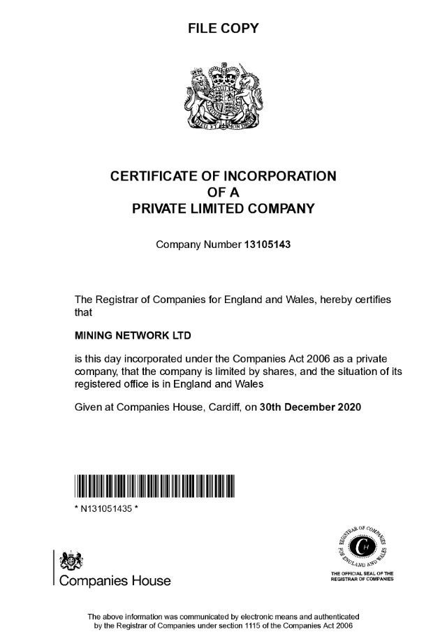 Certificate of Incorporation